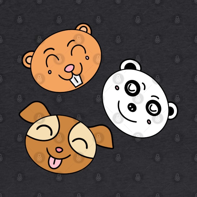 Cute animals cartoon face by Andrew Hau